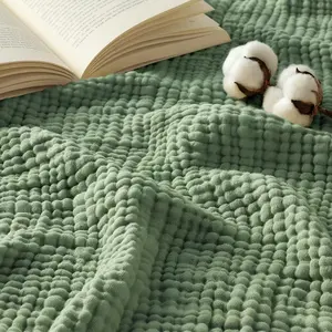 Muslin Blanket  XL Size 66" x 90" for Bed Couch Summer Gauze Blanket for Adults Lightweight and Breathable Dark Green
