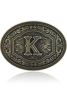 Western Cowboy Initial Vintage Belt Buckle, Unisex Multi-Functional Smooth Ring, Casual Animal Pattern, All Seasons Accessory, Western Style Belt