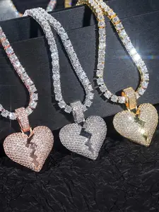 LYEECYEE Fashion Hip-Hop Jewelry Pendant, Heart Pendant Retro Hip-Hop Trendy Streetwear Men's Necklace, the perfect gift for festivals and parties.