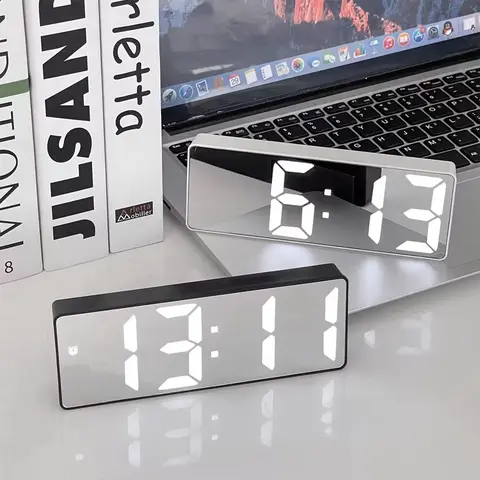 LED Digital Alarm Clocks for Bedrooms with Temperature Display, Voice Control & Battery Operated, 12/24 Hour Format, Small Bedroom Decor (Batteries Not Included), Home Decor, Creative Digital Clock