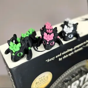 Articulated Mini Crystal Dragon - 3D printed - Bookshelf Decor