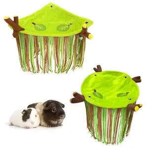 Tassel Hammock for Hamsters, Guinea Pigs, Dutch Pig, Corner Hideaway, Washable Shelter, Round Triangle Top, Pet Bed