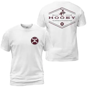 Hooey Western Action T-Shirt, Rodeo Cowboy Graphic Tee With Bronco Rider Back Print And Front Circle Logo, Western Sports Ranch Shirt Gift For Men and Women.