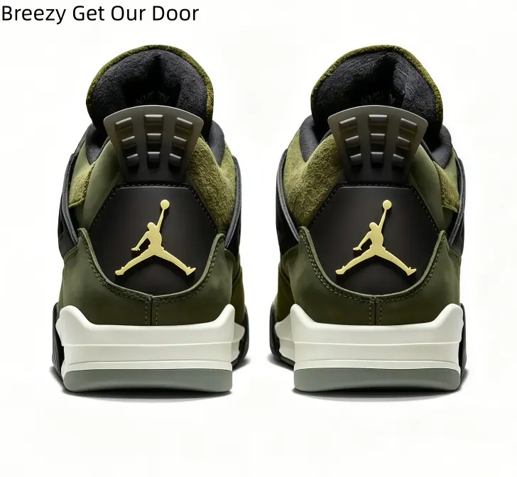 Olive Green Off White Mid Top Unisex Sneakers Non Slip Cushion Suede Street Sports Shoes