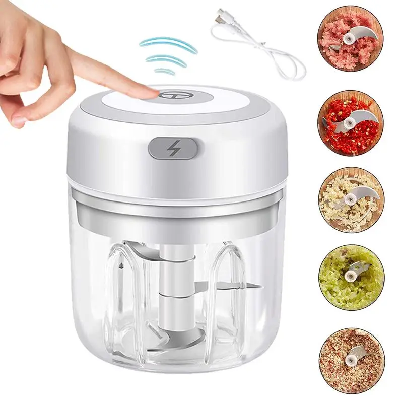 250ml Food Processor, Mini Electric Garlic Chopper, USB Rechargeable Food Processor for Vegetable Pepper Onion Garlic Ginger Spice Meat