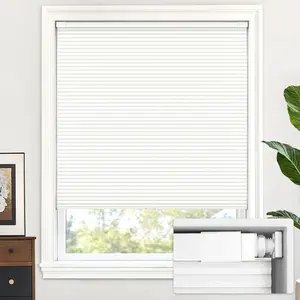 Cordless Cellular Shades No Tools No Drill Light Filtering Honeycomb Pleated Blinds for Windows 28'' W x 48'' H White
