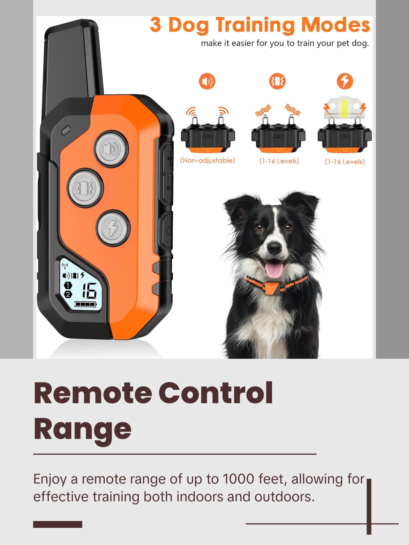 Dog Shock Collar, IP67 Waterproof Dog Training Collar with Remote, 3 Training Modes, Shock, Vibration and Beep, Rechargeable Electric Shock Collar for Large Medium Small Dog Dog Shock Collar, IP67 Waterproof Dog Training Collar with Remote, 3 Training Modes, Shock, Vibration and Beep, Rechargeable Electric Shock Collar for Large Medium Small Dog