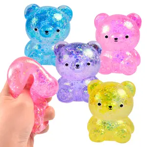 Fidget Bear Toy Squishys Glitter Gummy Bear Needoh Small Cute Animal Anti Stress Fidget Splat Decompressions Vent Squeeze Toy #HJUX