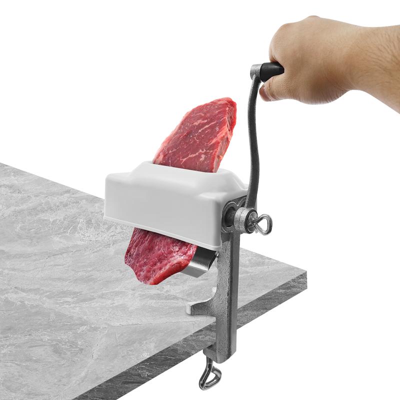 Commercial Manual Meat Tenderizer Machine, Meat Tenderizer Tool, Quick and Easy Pork Beef Chicken Steak Flatten Tool, Stainless Steel Construction Clamp-on Rolling Meat Tenderizer Kitchen Tool Kitchenware Utensils