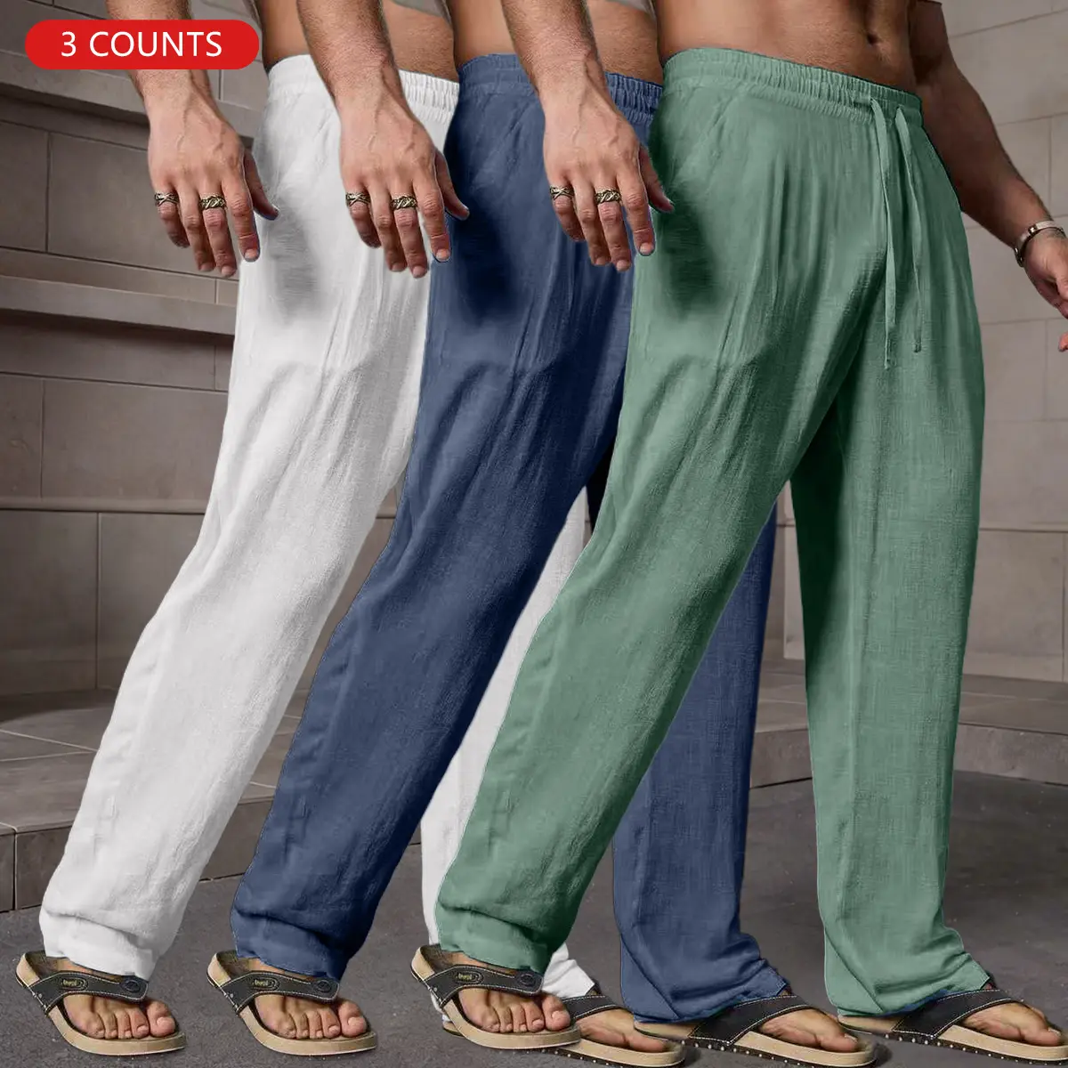 Men's Summer Leisure Retro Style Slim-fit Pants | Slim Fit, with Belt, Breathable and Fashionable, Suitable for Indoor Gatherings, Outdoor Activities and Golf | Simple Design | Composition: 100% Polyester Fiber (Polyester), Cool to Wear