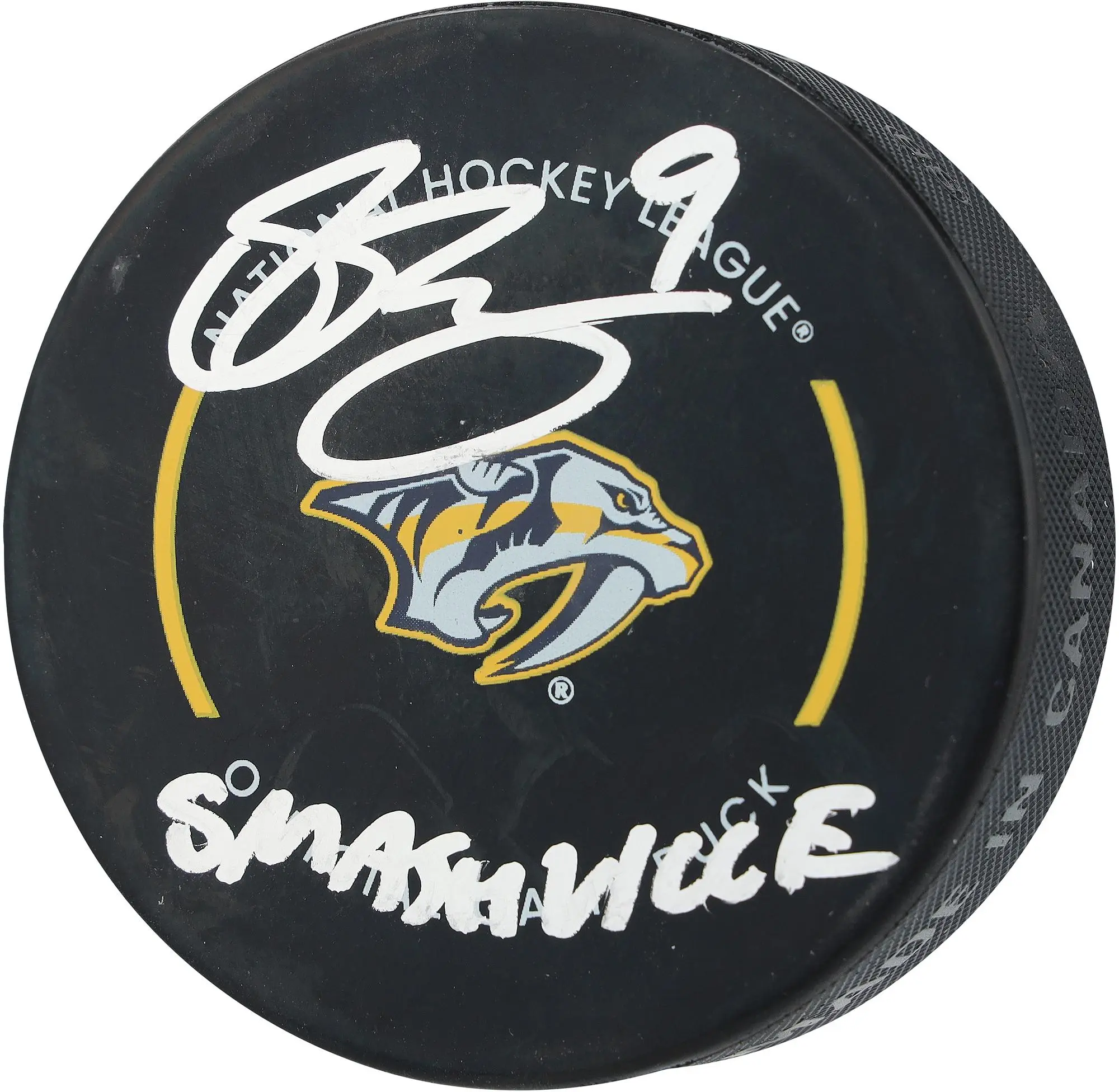 Filip Forsberg Nashville Predators Autographed Official Game Puck with "Smashville" Inscription - Fanatics Authentic Certified