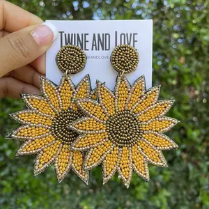 Sunflower Beaded Earrings