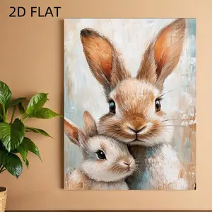 1pc Vintage Spring Easter Bunny Rabbit Wall Art Print Suitable for, Room, Farmhouse Decor - Soft Pastel Rabbit Poster, Spring Decoration, Indoor Wall Painting, 2D Flat, Perfect for Room Decor