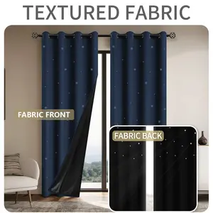 2-Piece 100% Blackout Drapes, Top Hole Design for Easy Hanging, Sun Protection, Privacy, Insulation, Noise Reduction, Bedroom, Living Room, Dining Room