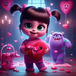 1pcs 5D DIY handcraft diamond painting kit, 5D diamond art set, DIY decoration, pink balloon, purple monster, heart decoration. Diamond painting kit full round drill DIY, mosaic, diamond art, DIY home decoration, suitable for Halloween and Christmas.