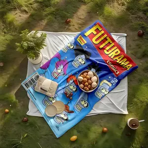 1 piece Futurama Robot Character Comic Cover themed flannel blanket - Flannel blanket with modern design, suitable for sofas and beds, all-season use, super soft and comfortable, digitally printed pattern, 100% polyester material, machine washable