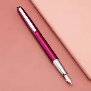 HongDian 525  Red Metal Fountain Pen, Extra Fine Nib Classic Pen Includes Metal Pen Case and Refillable Converter