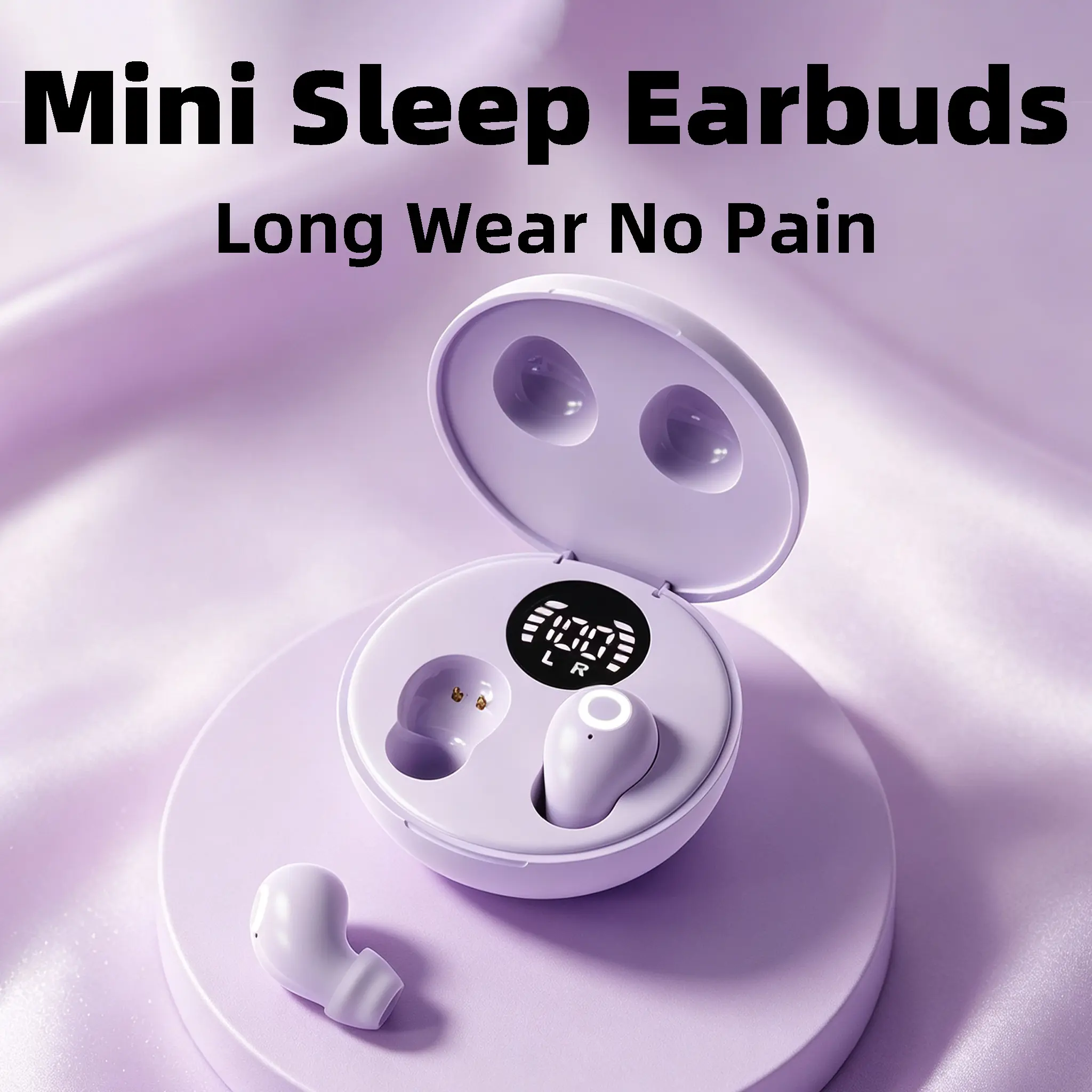 Mini Sleep Earbuds skin-friendly slow-rebound silicone, pain-free adaptive fit molding to unique ear canal shapes after compression, sweat & water resistant for humid daily use, suitable for sweaty midday naps & rainy commutes