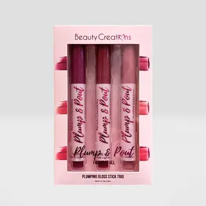 Beauty Creations Plump & Pout "I Want It All" 3-Piece Plumping Gloss Stick, Lip Care Cosmetic Makeup Set with Regular Glossy Finish