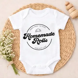 Newborn Baby Bodysuit Romper Outfit Homemade Rolls Fresh From Oven Made With Love Neutral color scheme Coming Home Outfit New Parent Gift Hospital Outfit Perfect Gift for Grandma, Parents, Perfect for Coming Home & Celebrations