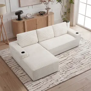 104 Inch Modular Sectional Couch Sofa, Modern Cloud Sofa with Deep Seat,Corduroy Boneless Couches with L-Shape Chaise for Living Room Bedroom,No Assembly Required