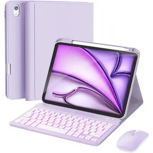 for iPad Air 11-inch Case with Keyboard M4/M3/M2 (2026/2025/2024),  and Detachable  Keyboard Combo for iPad Air 5th/4th 10.9-inch, 7-Color Backlight with Pencil Holder,
