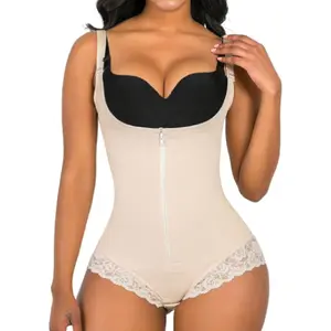 Women's one-count wide strap body shaper, adjustable wide straps, zipper design, crotch opening, convenient for daily activities, suitable for casual, daily wear FallFreshness