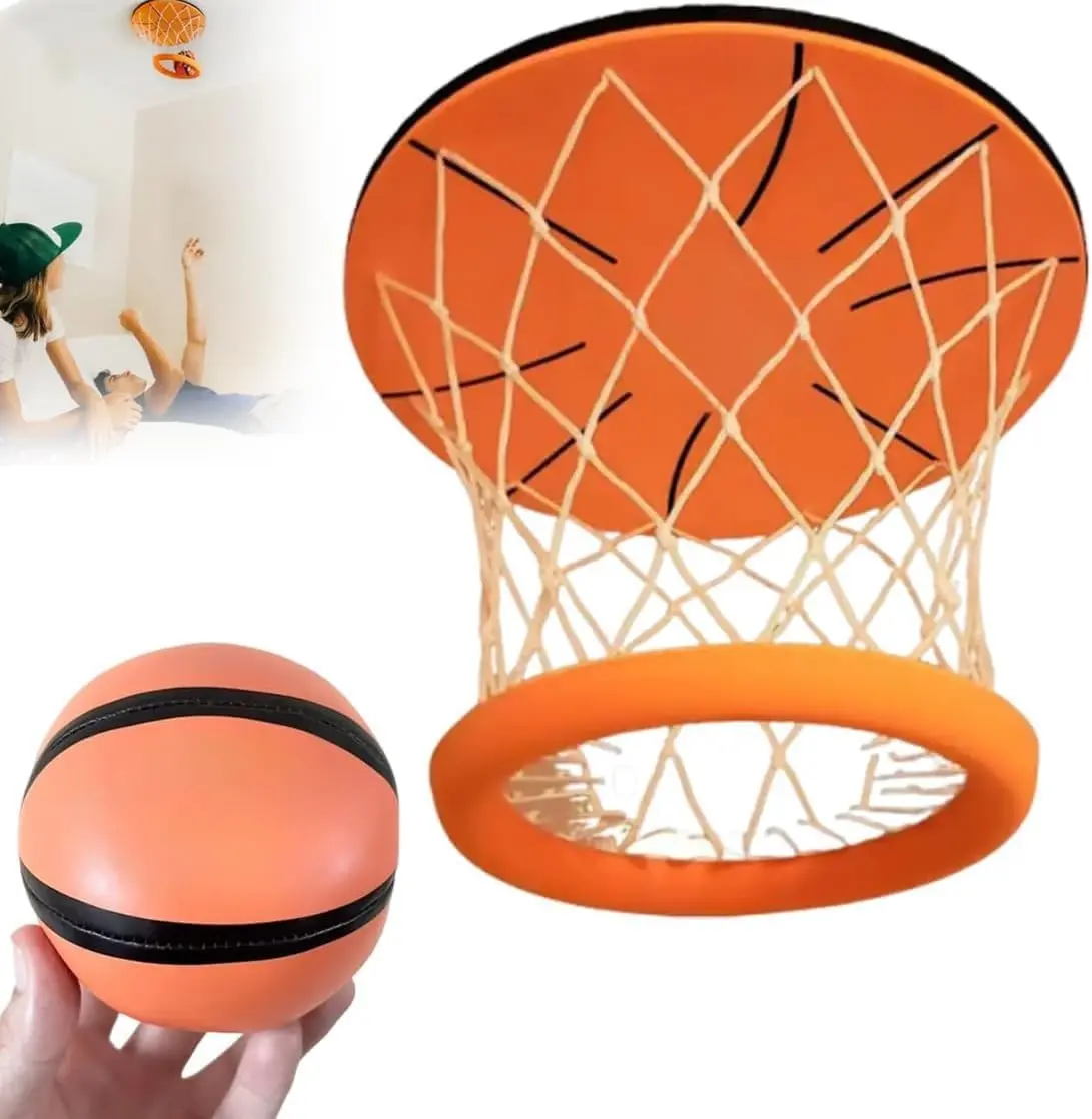 Hanging Indoor Basketball Hoop,Ceiling Basketball Hoop,Portable Ceiling Swish Indoor Mini Basketball Hoops, Funny Wall Mount Sports Bedroom & Outdoor Play Game Toys for Kids Aldult