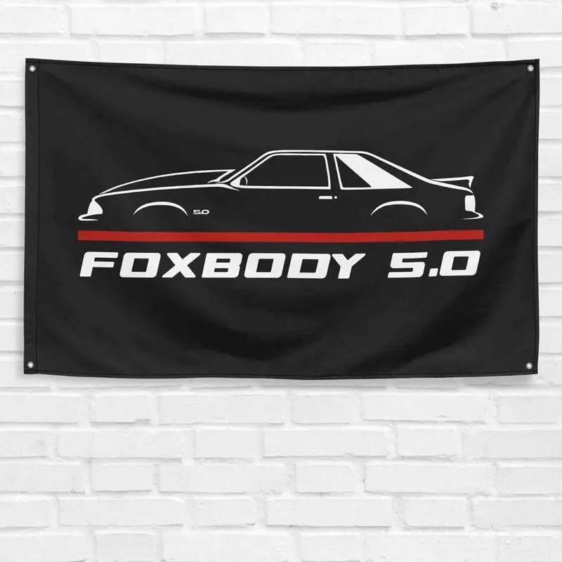 Mustang Foxbody 5.0 Cowl Enthusiast Decorative Velvet Tapestry - 3x5 ft Size, Durable Indoor Bedroom Dorm Decor Wall Hanging, Light Peach Home Decor (Home Supplies, Hand Wash Compatible)