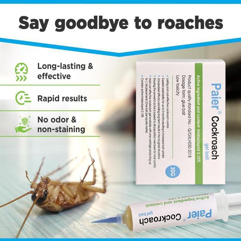 Paier Indoor Cockroach Killer 4-Pack 30g per Tube with 1 Dropper & 2 Nozzles for German Cockroach Control Indoor & Outdoor Use