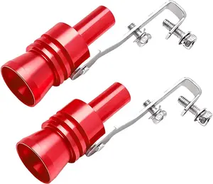 2PCS Red, Car Turbo Whistle Exhaust Muffler Pipe, XL Roar Sound Maker, Universal Vehicle Accessories