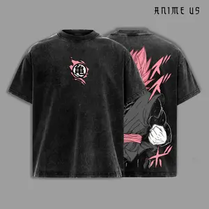 Vintage Acid Washed Pink Warrior Transformation Graphic Tee - Heavyweight Oversized Anime Streetwear - Flat High-Def Print on Neutral Backdrop & Unique 2026 Father's Day Gift