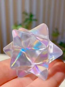 Rainbow Energy Crystal Star Pendant, Quartz Mecabah Star, Home Decor, Healing Gemstone, Crystal Gift, Spiritual Jewelry