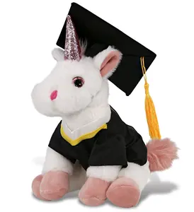 DOLLIBU 9" White Unicorn Graduation Stuffed Animal - Super-Soft Polyester Plush, Fluffy Toy for Kids, Stuffed Animal Gifts