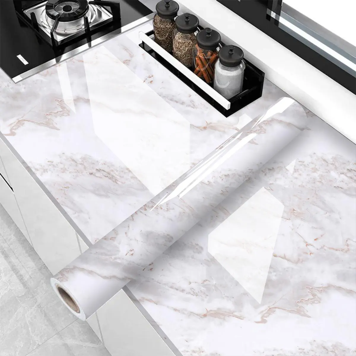 Marble Pattern Self-adhesive Sticker, 1pc Waterproof Decorative Paper for Countertop Furniture Table, Decorative Wallpaper for Home Decor, Kitchen Wallpaper Peel And Stick, Marble Backsplash Wallpaper, Marble Wallpaper Peel And Stick