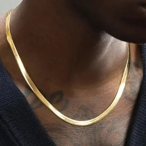 MaxBling81 Unisex Sleek Chain & Link Necklace - Gold/Silver Plated Stainless Steel for Modern Strength, 2Mm - 5Mm, 18in-24in Hip Hop Vibe Fashion Statement Necklace