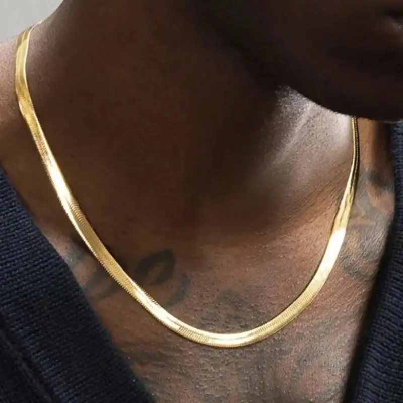 MaxBling81 Unisex Sleek Chain & Link Necklace - Gold/Silver Plated Stainless Steel for Modern Strength, 2Mm - 5Mm, 18in-24in Hip Hop Vibe Fashion Statement Necklace