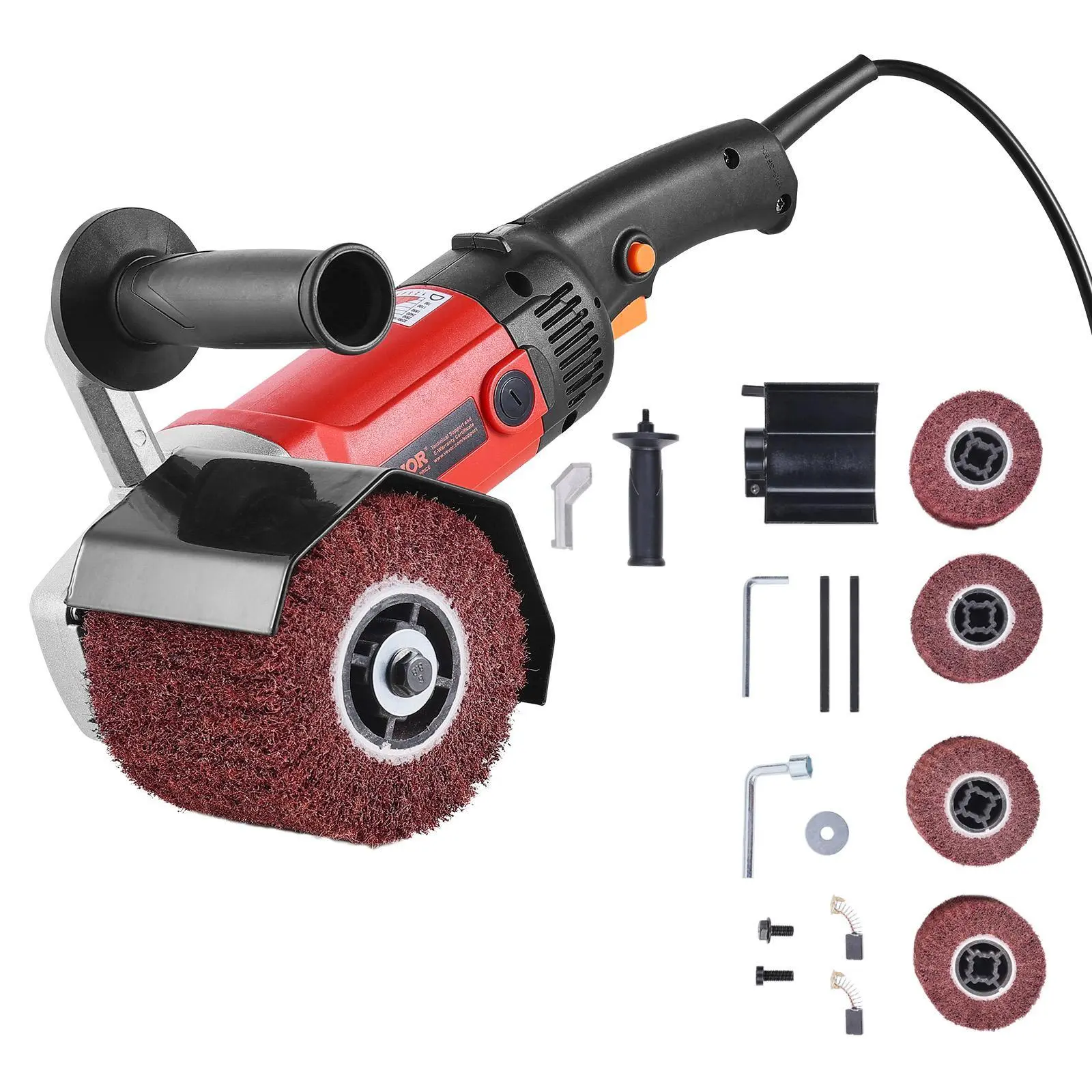 【Summerfinds】VEVOR Burnishing Polishing Machine,  , 1200W 6 Variable Speed Surface Conditioning Tool, Handheld Electric Metal Burnishing Machine with 4 Fiber Polishing Wheels for Stainless Steel, Non-Ferrous Metals