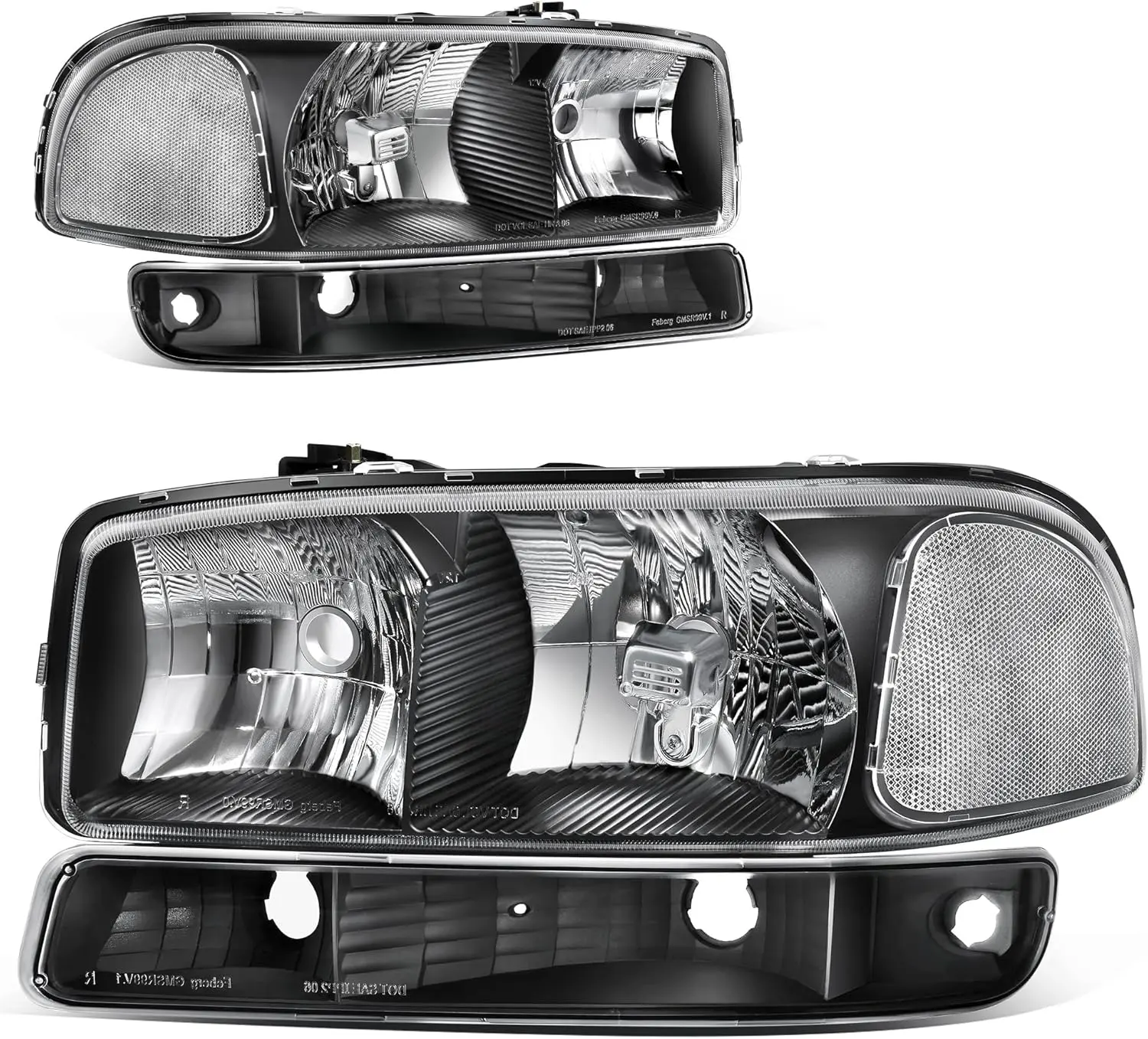 YITAMOTOR Headlight Assembly Compatible with 99-06 GMC Sierra 1500 2500/01-06 Sierra 1500HD 2500HD 3500/2007 Sierra 1500 1500HD 2500HD 3500 Classic / 00-06 GMC Yukon XL Headlamp Clear Reflector