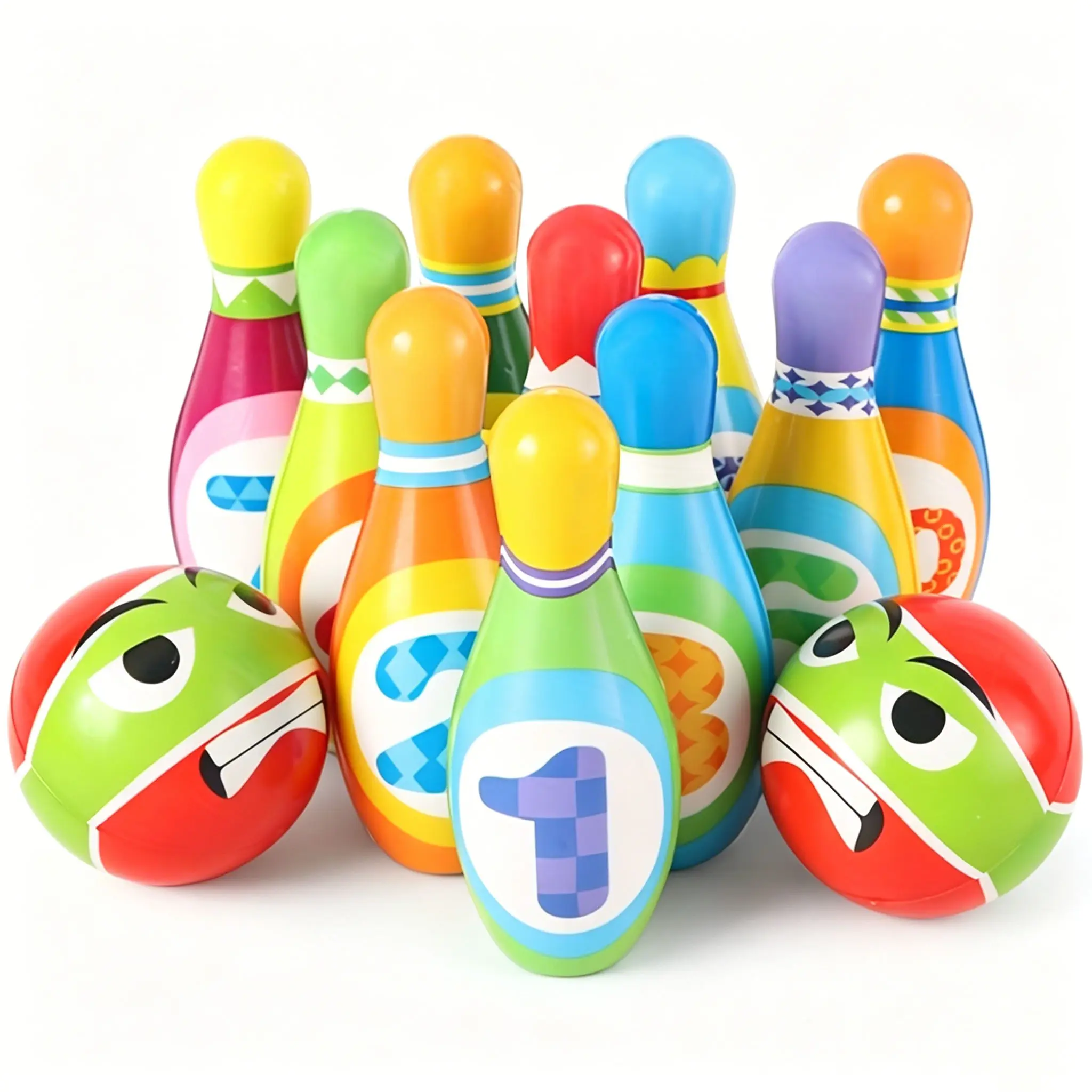 Kids Bowling Toy Set 2-5, Toddler Indoor Outdoor Activity Play Game Toys for 2 3 4 Year Old Boy Girl, Soft 10 Foam Bowling Pins & 2 Balls, Educational Children Birthday Party Gifts Ages 1-3 2-4 3-5
