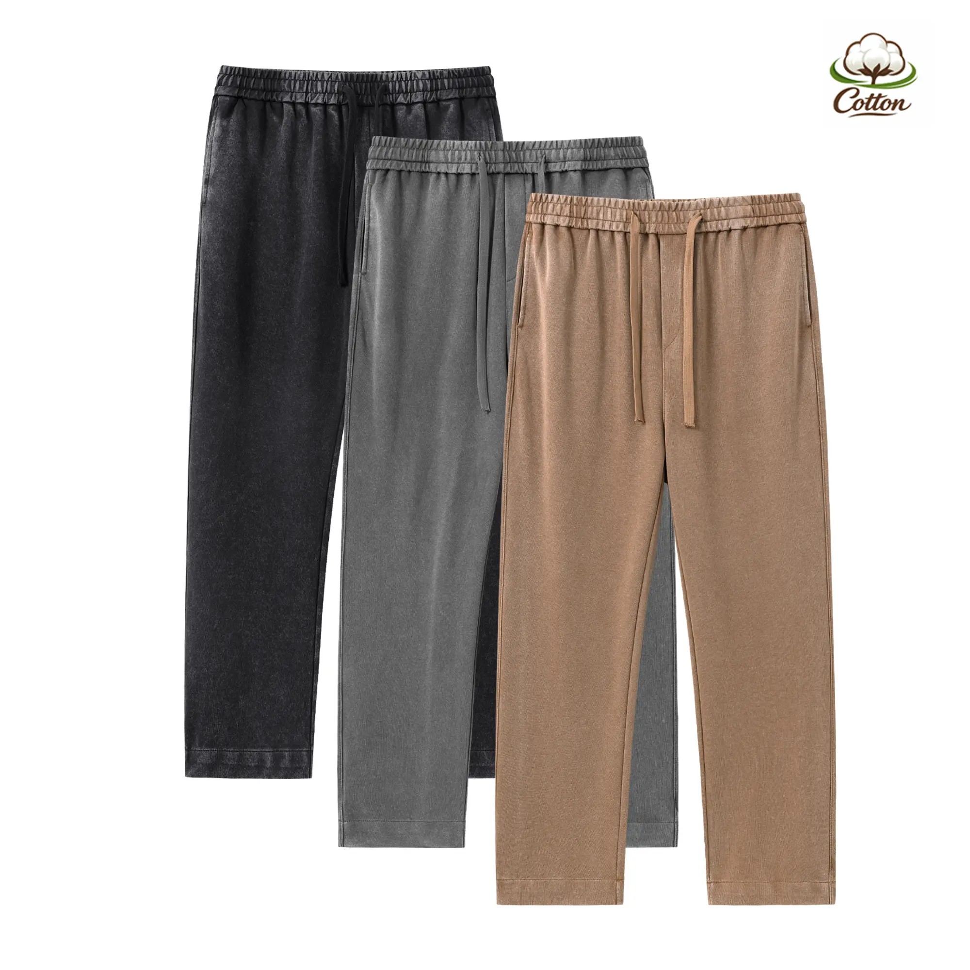 3 pack men’s acid wash, washed cotton solid color athletic casual sweatpants, all season, unisex,loose,straight,fit