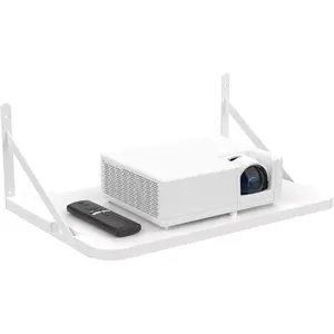 16.5" × 11" White Solid Wood Projector Wall Mount Shelf, Floating Shelf for Router TV Cable Box Game Console DVD Player Modem, Holds Up to 25lbs