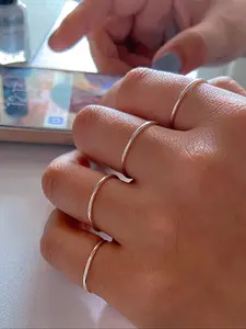 Women's Elegant Minimalist Plain Color Dainty Stacking Rings, 4pcs/set Trendy All-match Promise Rings for Women & Girls, Fashion Vintage Jewelry for Daily & Party Decor