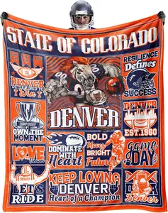 Denver Football Lover Blanket, Football Fan Style for Boy Gift, Flannel Throw Blanket for Men Travel Sofa Bed Couch 60"x50"a