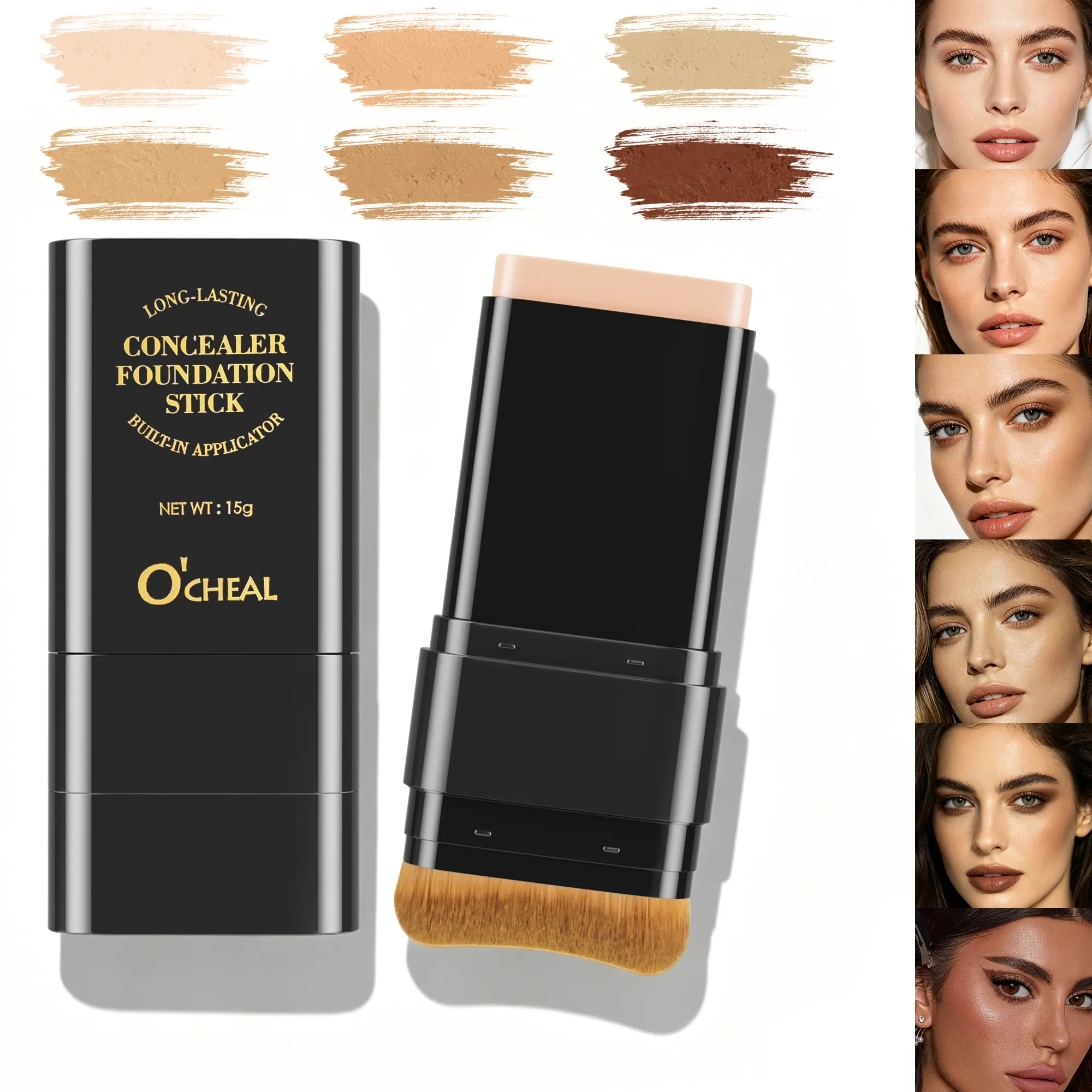 6-Color Dual-Ended Foundation Stick, Multi-Use Concealer and Highlighter, Long Lasting Cosmetic for Daily Contouring and a Flawless Finish