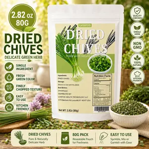LVSEFOD Premium 80g Dried Chives Single Herb Spice, Naturally Dehydrated, Ambient-Storage, Moisture-Resistant Resealable Bags, Easy-to-Use Flavor-Booster for Ramen, Stews