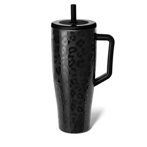 30/40oz Stainless Steel Straw Cup with Handle, Leak-Proof Insulated Cup, Car Cup Holder Design, Model Xinghao, Durable and Stylish Drinkware