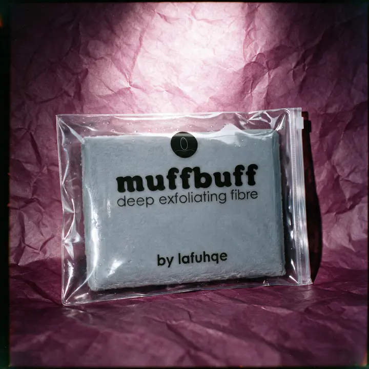 Muff Buff by LAFUHQE Deep Exfoliating Cloth, Organic Flax Fibre Body Scrubber, Reusable