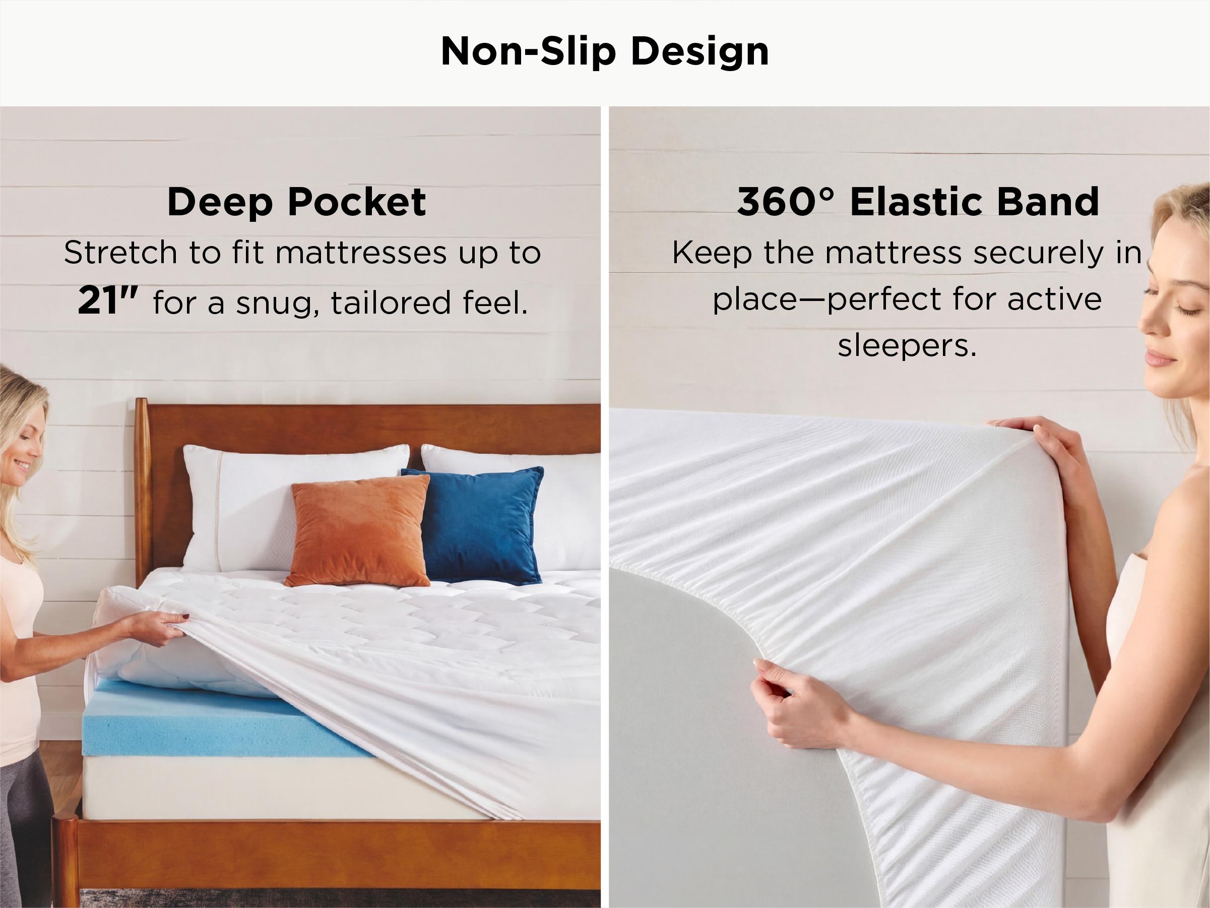 【backtoschool】Bedsure  Mattress Pad - Quilted Fitted Mattress Topper Protector with 8-21 Inches Deep Pocket, Noiseless Breathable Bed Cover Padded, Machine Washable