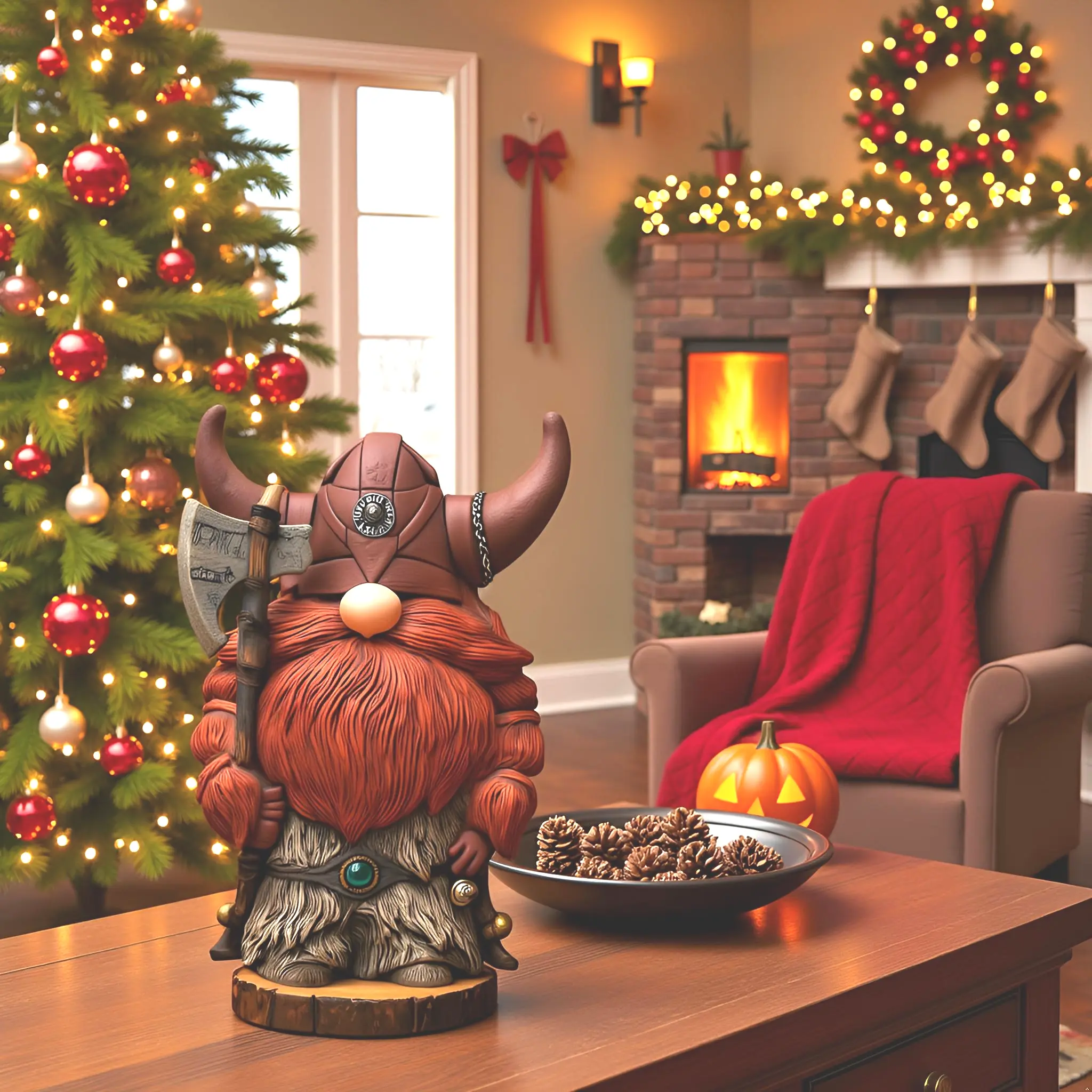 Halloween Viking Norse Gnome Statue Viking Warrior Minotaur Gnome Resin Figurines, Indoor Outdoor Decor, Home & Office Collectible Ornaments, Halloween, Dad's and Men's Gift, Gift for Courage